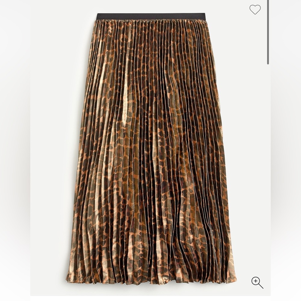 J Crew Pleated midi skirt in metallic leopard Size 4 NWT